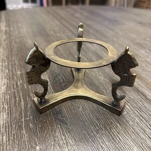 Vintage Solid Brass Crystal Ball Sphere Egg Stand Ornate